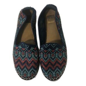 DOLCE VITA Sneakers Women's Size 8 Navy Ottie Espadrille Shoes Beaded Slip On